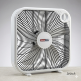 20-inch box fan with 'HomeRite' branding on a gray background