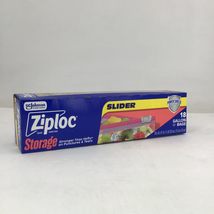 Box of Ziploc Slider storage bags on a white background