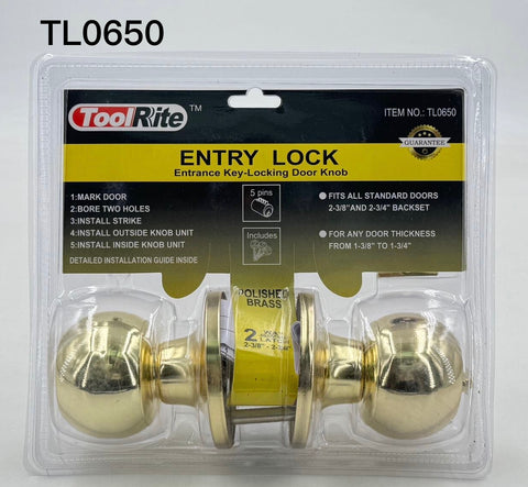TL0650 - Entry Door Knob with Lock and Key (6/24)