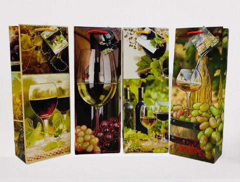 GBEH  Hot Stamp Premium Wine Gift Bags -14"x 5"x3.5" (12/288)