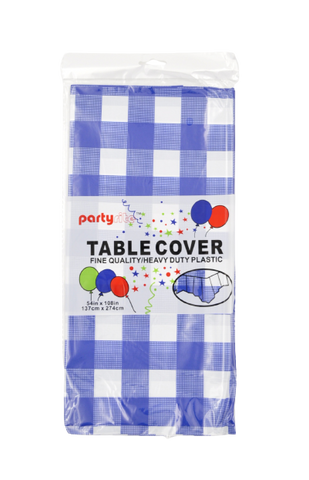 HW2009 Table Cover 54*108 - Checkered Blue (24/144)