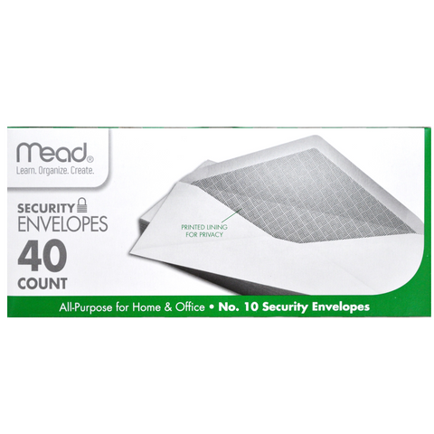 MEAD75214 Mead #10 Security Envelopes, 40 Count,(pack of 24)