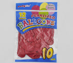 PT2048 10ct 12" Helium Pearlized Balloon (24/144) - Red