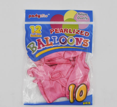 PT2050 10ct 12" Helium Pearlized Balloon (24/144) - Pink