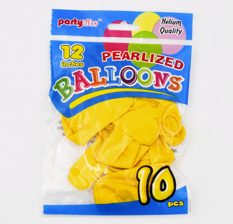 PT2054 10ct 12" Helium Pearlized Balloon (24/144) - Yellow