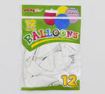 PT2055 12ct 12" Helium Balloons (24/144) - White