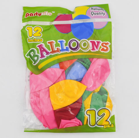 PT2064 12ct 12" Helium Balloons - Mix (24/144)