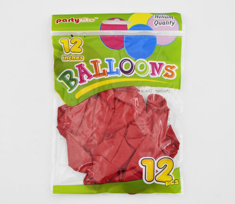 PT2065 12ct 12" Helium Balloons (24/144) - Red