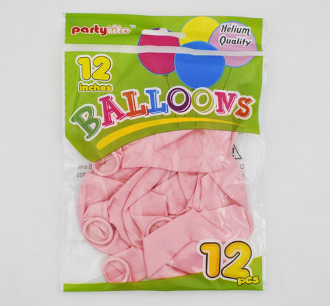 PT2069 12ct 12" Helium Balloons (24/144) - Lite Pink
