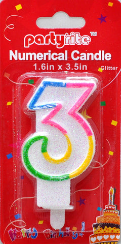 PT3003-G #3 Birthday Candles -Glitter (12/600)