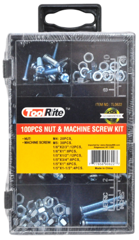 TL0622 100pc Nut & Machine Screw (12/72)